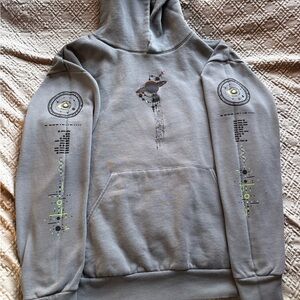Sacred Dimensions Galactic UFO Men's L Gray Graphic Hoodie Sweatshirt